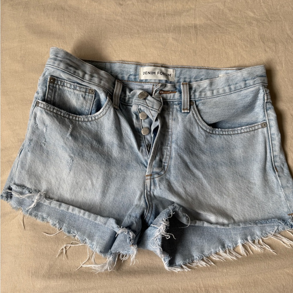 Denim Forum Light Wash Jean Shorts